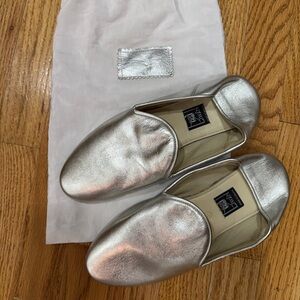 Liwan Babouche Slipper Silver Leather 38